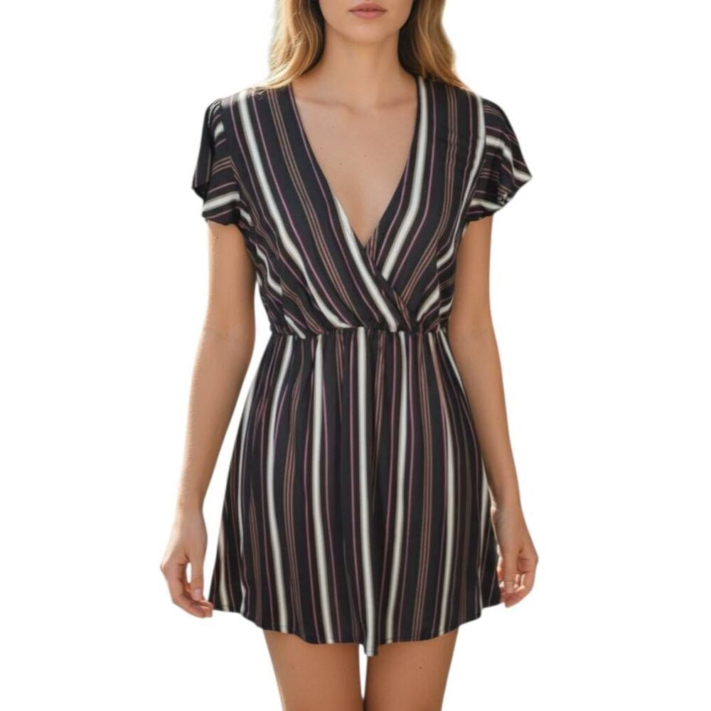 FOREVER 21 BLACK, WHITE & RUST DRESS SZ.S EUC